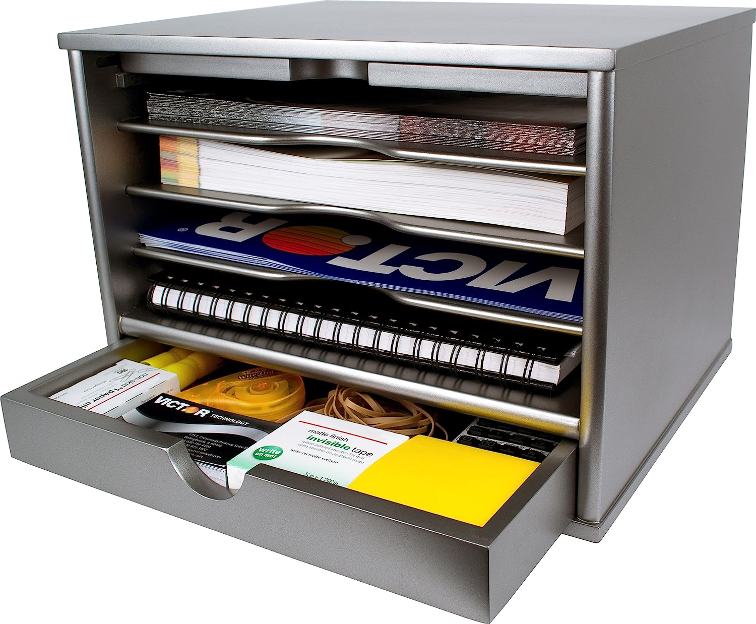 230816082600105_1 Victor Wood Midnight Black Collection, 4-Shelf Desktop Organizer, Black, (4720-5) - Image 1